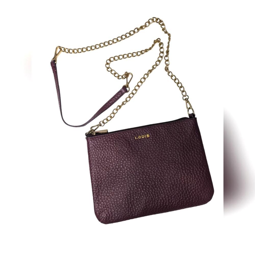 LODIS Crossbody Emily Italian Leather Convertible Chain Strap Red Wine